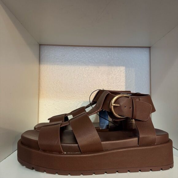 Torrid Platform Gladiator Sandals Chunky Fisherman Brown Ankle Strap Sandals - Picture 2 of 15